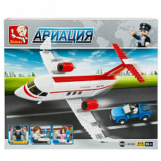 M38-B0365 (16) Конструктор пласт. самолет с фигурками, 275дет. в русс. кор
