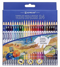 Набор цветных карандашей ACMELIAE стираемые 24 цв. в катронном футляре (43740)