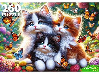 Фото товара Х260-4549 ПАЗЛЫ 260 элементов. КОТЯТА И БАБОЧКИ (арт. Х260-4549)