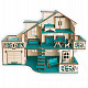 миниатюра ЭД-037 Кукольный домик с гаражом, цвет "Лазурный берег" (мебель в комплекте)