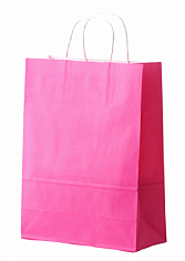 Пакет 260*150*350 80г/м беленый крафт розовый с кручеными ручками