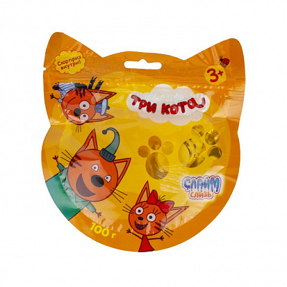 Фото товара 1toy Т16263 Слизь "Три кота" в пакете с европодвесом 100 гр, д/б 12 шт. (10129060/020919/0023542)
