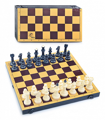 Фото 03-035 Шахматы обиходные с шахматной доской пластик 30/30 см(выс. короля 71мм)