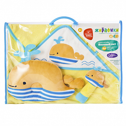 Фото 939562 Подарочный набор "Веселый кит": полотенце, погремушка и подушка
