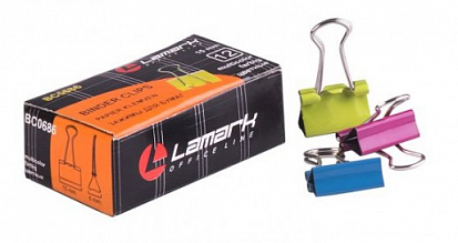 ЛМ-BC0686 Биндер 15мм цветные НЕОН (12шт) фото