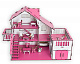 миниатюра ЭД-066 Сборная игрушка Кукольный домик с террасой,цвет Розовый мебель в комплекте