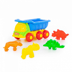 ПОЛЕ57860 Набор №574: "Универсал", автомобиль-самосвал + формочки (тигр + мамонт + динозавр №1 + дин