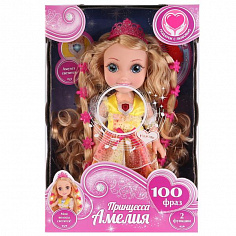 AM66046-RU Кукла озвуч. тм "карапуз" 36см, 100 фраз, принцесса амелия со светящимися волосами в кор.