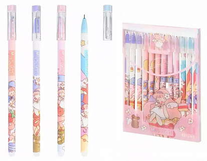 Ручка гелевая пиши-стирай BASIR "ВОЛШЕБНАЯ ДЕВОЧКА" 0,5 мм. пластик, ассорти, синяя (1824) (12/144) фото