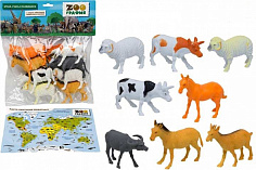 200810674 Игровой набор "Домашние животные" (8 шт), с картой обитания, в пакете (Zooграфия)