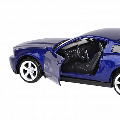 Фото 1200129JB ТМ "Автопанорама" Машинка металл. 1:43 Ford Mustang GT, синий, инерция, откр. двери, в/к 