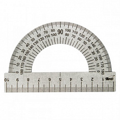 Транспортир стальной ПЧЕЛКА, 180 градусов, 10 см, серый (500/3000) (ТС-10) (058475)