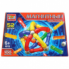 DT-4018-R Конструктор магнитный "Город мастеров" палочки и шарики, 52 дет. в русс. кор.