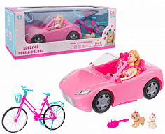 IT107466 Машинка "Girl's Club", в компл. кукла, велосипед, собачки, аксесс., в/к 56*20*20,5 см