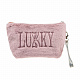 миниатюра Т21390 Lukky косметичка плюш.плоская с лого LUKKY,розовая,22х14 см,пакет,бирка (10317120/210322/3041