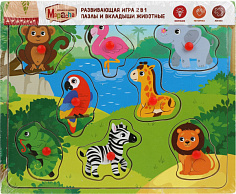76845 Развивающая игра 2в1 пазл-вкладыш "Животные"