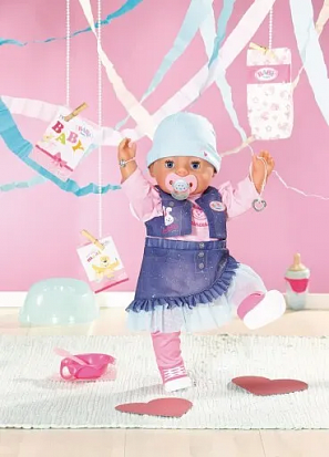 Фото 831533 кукла BABY BORN голубая шапочка и розовая соска