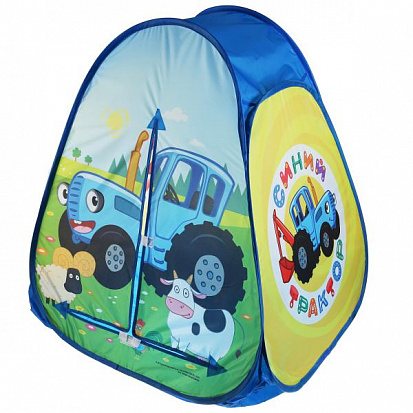 Фото GFA-BT01-R Палатка детская игровая Синий Трактор 81х91х81см в сумке "Играем вместе"
