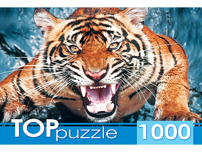 Фото товара ГИТП1000-2145 TOPpuzzle. ПАЗЛЫ 1000 элементов. ГИТП1000-2145 Грозный тигр