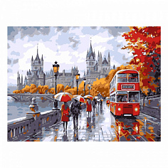 LORI Кпн-353 Картина по номерам на картоне 28,5*38 см "Улицы Лондона"