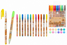 МС-7474-12 Ручки в наборе гель 12цв КАПИБАРА с блестками