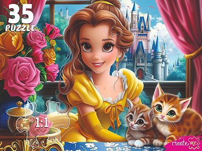 Фото товара Ф35-3425 ПАЗЛЫ 35 элементов. Принцесса с котятами (арт.Ф35-3425)