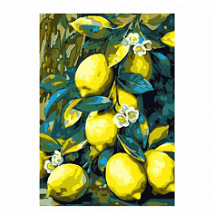 LORI Кпн-285 Картина по номерам на картоне 20*28,5 см "Лимоны"