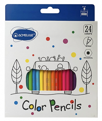 Фото Набор цветных карандашей ACMELIAE шестигранные 24цв. в картонном футляре (9403-24) (1/12/72)