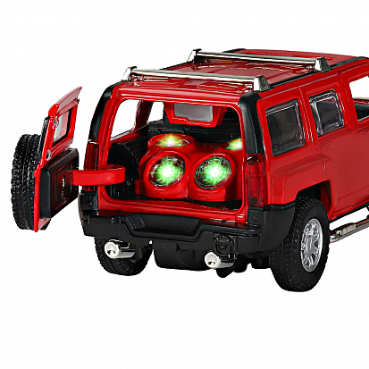 Фото 1251293JB ТМ "Автопанорама" Машинка металл. 1:32 Hummer H3, красный, инерция, свет, звук, откр. двер