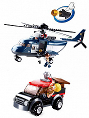 M38-B0656 Конструктор пластиковый. SLUBAN Полиция. Погоня на вертолете (285 детали, 3 фигурки) Арт. 