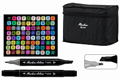 МС-155-80 Маркеры 80шт. д/скетчинга двусторонние 1,0-0,7мм, в черной сумке