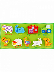 ИД-0198 Деревянная игрушка. Рамка-вкладыш "Ферма" (30x15x1,3 см) (арт.ИД-0198)