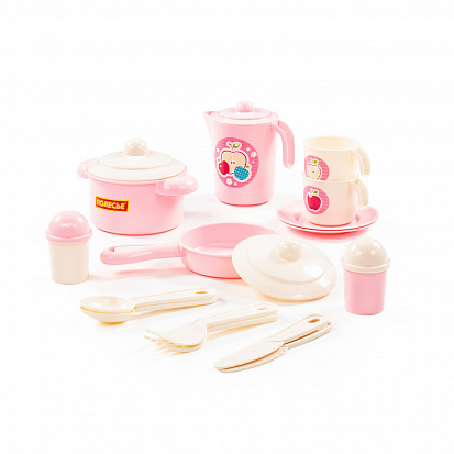 Фото ПОЛЕ79923 Набор детской посуды "Настенька" на 2 персоны (V6) (18 элементов) (в сеточке)
