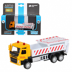 1251445JB Машинка металл., VOLVO FM "Дорожные службы", масштаб 1:72, цвет желтый, открываются двери,
