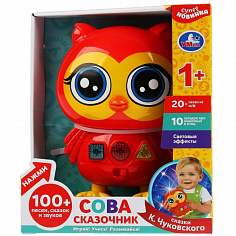 HT821-R Сказочник сова Чуковский Корней 4 сказки, 20+ песен из м/ф, свет, кор, бат Умка