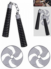 M0425 Набор "Оружие к бою. Ниндзя" (3 предм.:нунчаки 18см,2 сюрикена 10см) в пакете (Арт. M0425)