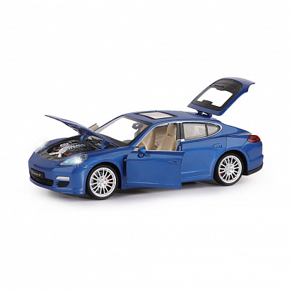 Фото 1200117JB ТМ "Автопанорама" Машинка металл. 1:24 Porsche Panamera S, синий, откр. двери, капот и ба