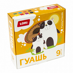 LORI Гф-002 Гуашь FUNNY FRIENDS, 9 цветов по 15 мл