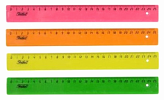 Линейка пластиковая HATBER, цветная, флуоресцентная ассорти. 25см (1/100/1000) (MNp_25009) (033784)
