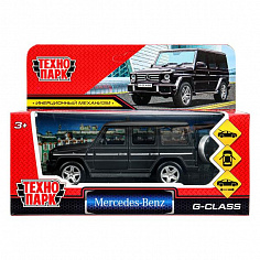 G-СLASS-BK-WOD Машина металл MERCEDES-BENZ G-CLASS МАТОВЫЙ 12 см, двер, багаж, черный, кор. Технопар