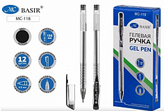 МС-118ч Ручка гель 118 Basir 0.5мм черный, прозрачный корпус