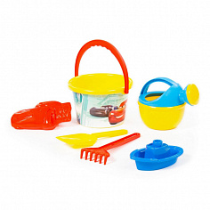 ПОЛЕ66824 Набор Disney/Pixar "Тачки" №12: ведро среднее с наклейкой, лопатка, грабельки, формочка (М