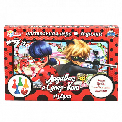 4690590181027 НАСТОЛЬНАЯ ИГРА-ХОДИЛКА "УМНЫЕ ИГРЫ" АЗБУКА. ЛЕДИ БАГ И СУПЕР КОТ В КОР. фото