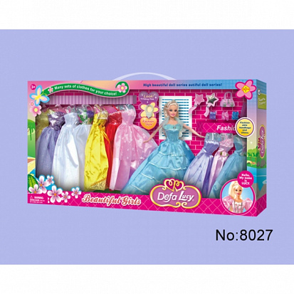 Фото DF8027 Кукла с набором платьев и аксесс., в ассорт. в кор.