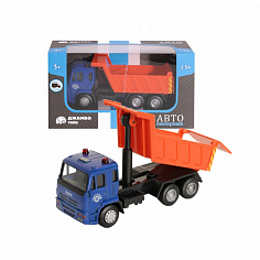 1200088 ТМ "Автопанорама" Машинка металлическая "Самосвал", 1:54, цвет синий, инерция, в/к 16,5*6,4*