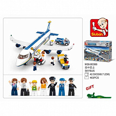 M38-B0366 (12) Конструктор пласт. аэробус с фигурками, 463дет. в русс. кор.