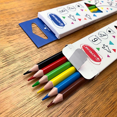 Фото Набор цветных карандашей ACMELIAE трехгранные, 6цв. в картонном футляре (9402-06) (1/24/192)