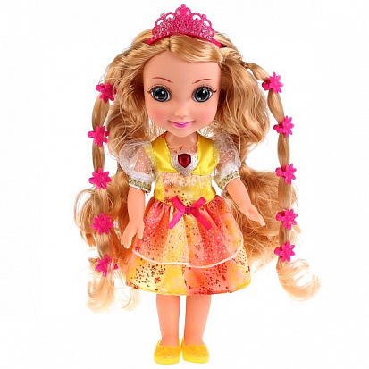 Фото AM66046-RU Кукла озвуч. тм "карапуз" 36см, 100 фраз, принцесса амелия со светящимися волосами в кор.