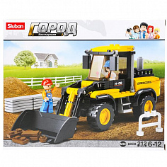 M38-B0538 (32) Конструктор пласт. трактор-погрузчик с фигурками, 212дет. в русс. кор.