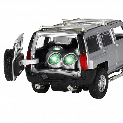 Фото 1251393JB ТМ "Автопанорама" Машинка металл. 1:32 Hummer H3, серебряный, инерция, свет, звук, откр. д